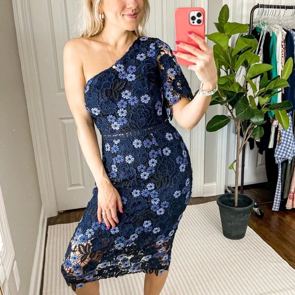Chi Chi London | Dresses | Chi Chi London Lenka Oneshoulder Crochet Lace  Cocktail Dress In Multi | Poshmark